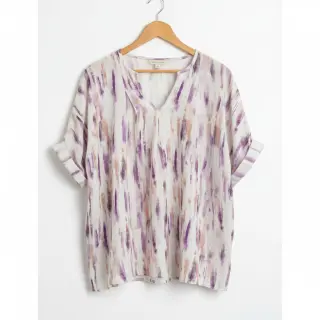 Linen viscose Natural Lin Lina purple digital print
