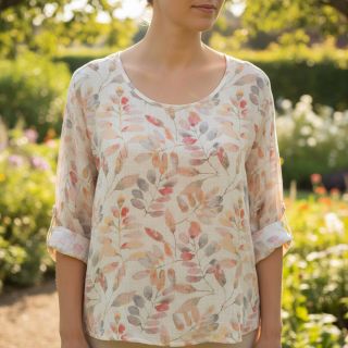 Linen viscose Natural Lin Lissy pink digital print