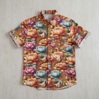 Linen viscose Marigold design C digital print