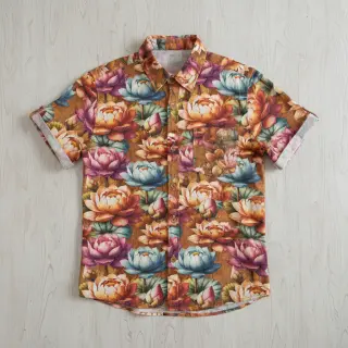 Linen viscose Marigold design C digital print
