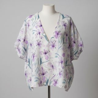 Linen viscose Natural Lin Laurel purple digital print