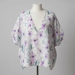 Linen viscose Natural Lin Laurel purple digital print