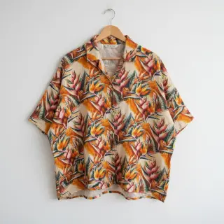 Linen viscose Marigold design A digital print