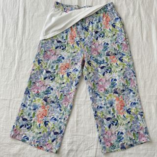 Linen viscose CREPE Flowers blue digital print