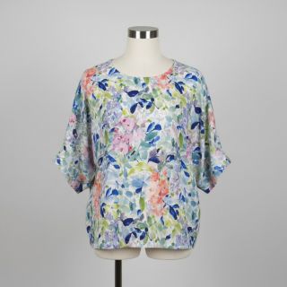 Linen viscose CREPE Flowers blue digital print