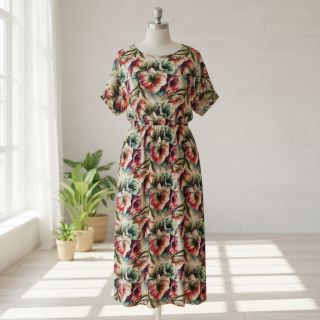 Linen viscose Azalea design A digital print