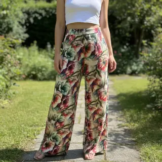 Linen viscose Azalea design A digital print