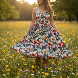 Linen viscose Jasmine design C digital print