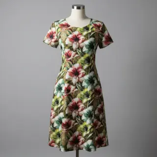Linen viscose Azalea design C digital print