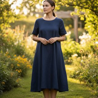 Linen viscose PREMIUM navy blue