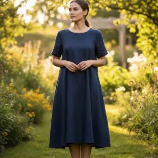 Linen viscose PREMIUM navy blue