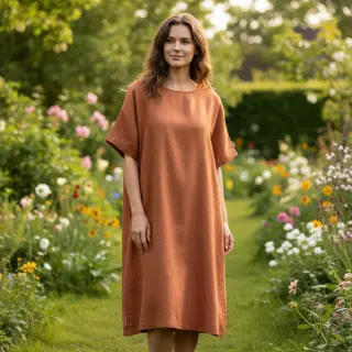 Linen viscose PREMIUM brick