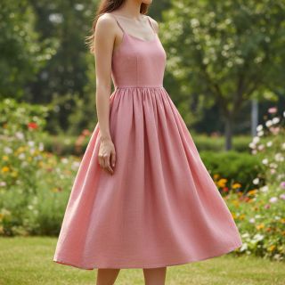 Linen viscose PREMIUM coral