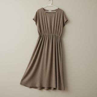 Linen viscose CRINCLE taupe