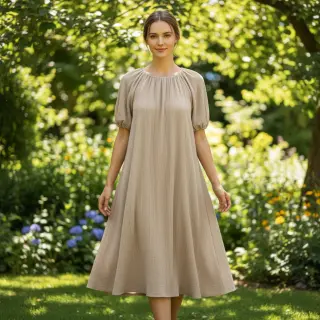 Linen viscose CRINCLE sand
