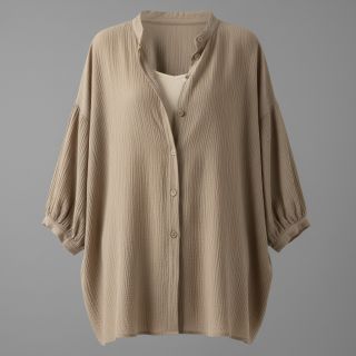 Linen viscose CRINCLE sand