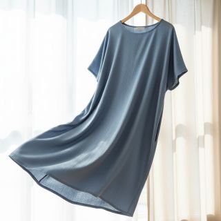 Linen viscose CRINCLE blue shadow