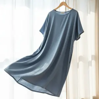 Linen viscose CRINCLE blue shadow