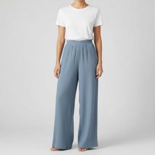 Linen viscose CRINCLE blue shadow