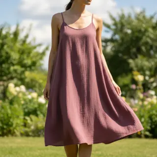 Linen viscose CRINCLE mulberry