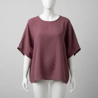 Linen viscose CRINCLE mulberry