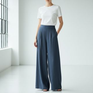 Linen viscose CRINCLE navy