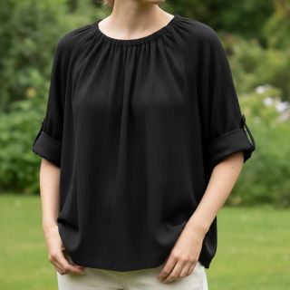 Linen viscose CRINCLE black