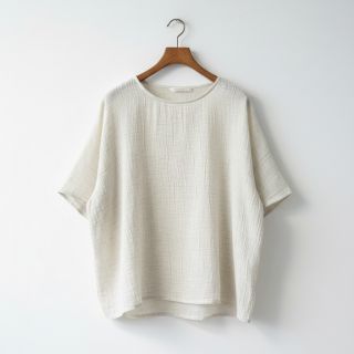 Linen viscose CRINCLE off white