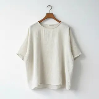 Linen viscose CRINCLE off white