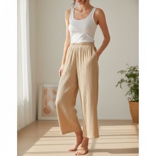 Linen viscose CRINCLE beige