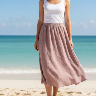 Linen viscose CRINCLE old blush