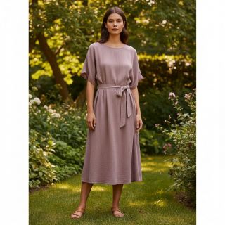 Linen viscose CRINCLE old blush