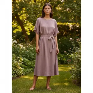 Linen viscose CRINCLE old blush