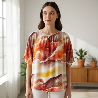 Viscose SATIN Chloe red digital print
