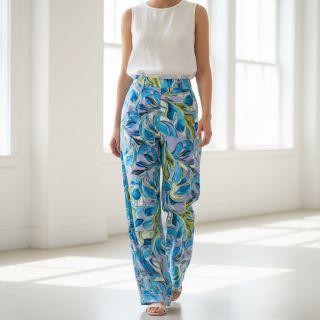 Viscose SATIN Giselle blue digital print