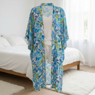 Viscose SATIN Giselle blue digital print