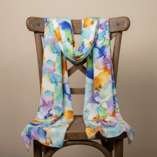 Viscose SATIN Ambre blue digital print