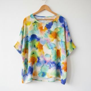 Viscose SATIN Ambre blue digital print