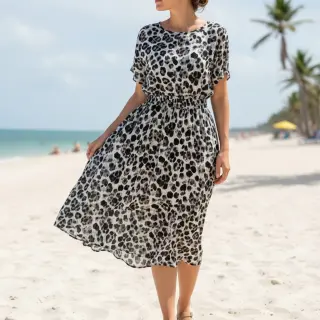 Viscose SATIN Animal skin black digital print