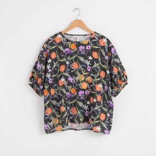 Viscose SATIN Leaves and oranges digital print
