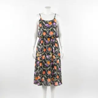 Viscose SATIN Leaves and oranges digital print