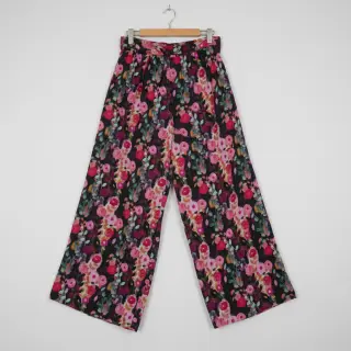 Viscose SATIN Night flowers black digital print