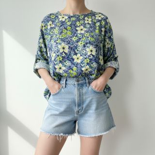 Viscose SATIN Blue flowers digital print