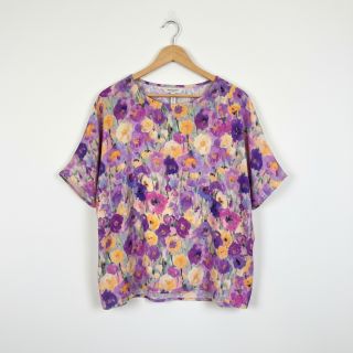 Viscose SATIN Lavender flowers digital print