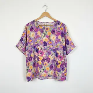 Viscose SATIN Lavender flowers digital print