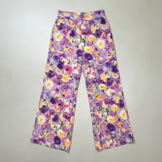 Viscose SATIN Lavender flowers digital print
