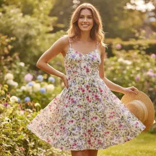 Viscose RADIANCE Flower Uma white digital print