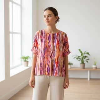 Viscose RADIANCE Abstract stripes pink digital print