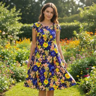 Viscose RADIANCE Cornelia flowers purple digital print