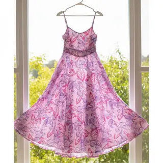 Viscose RADIANCE Anabella leaves pink digital print